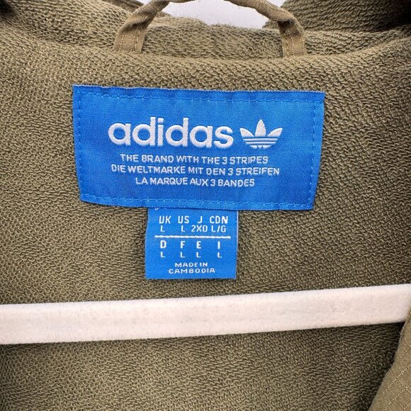 Adidas 1/4 Zip Pullover Jacket Mens Large Green‎ Nylon Pockets Hood - Picture 9 of 10
